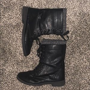 Black combat boots
